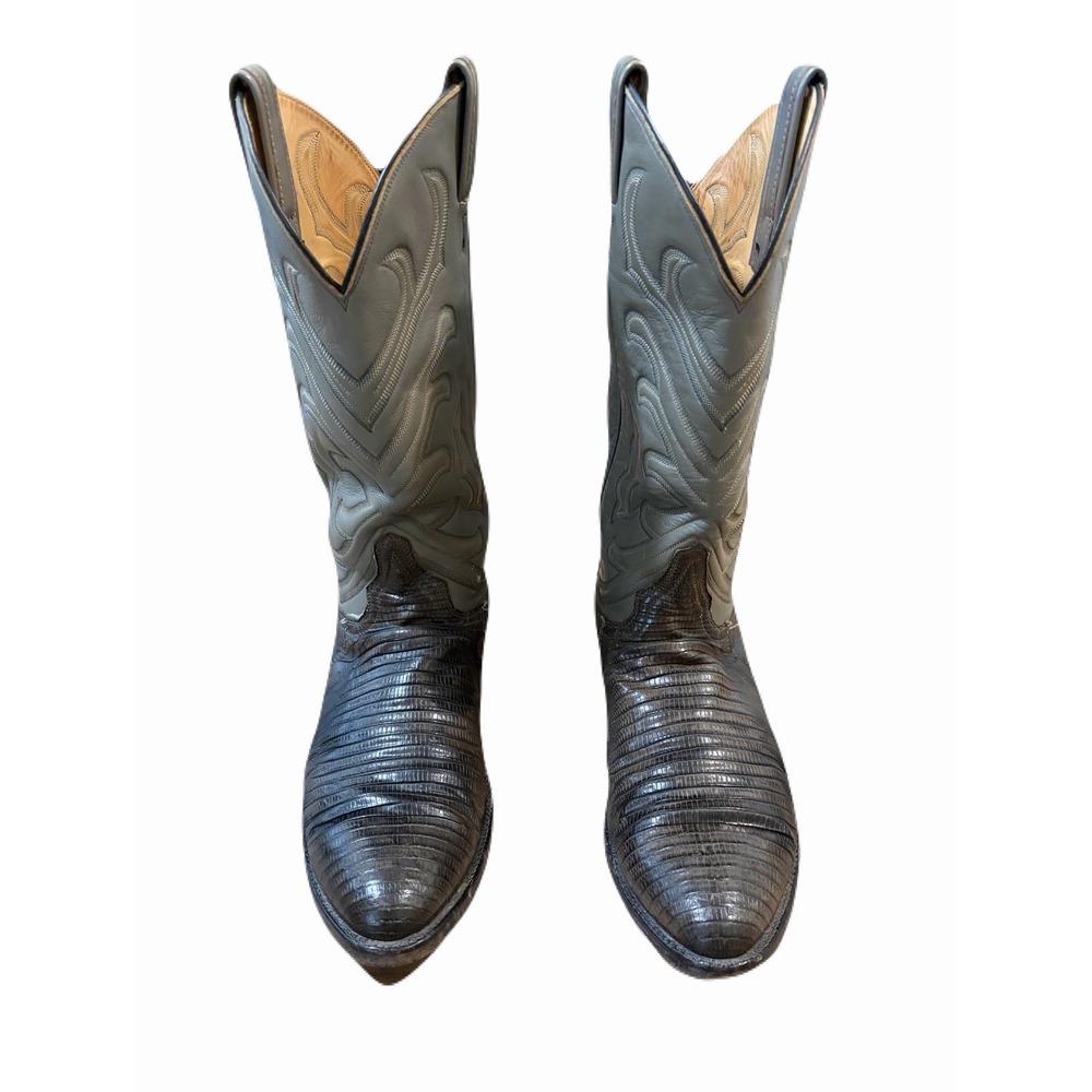 Vintage Tony Lama Teju Lizard Cowboy Boots Size 9 1/2 D Made  In USA